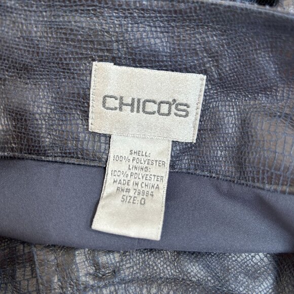 Chico’s Womens Embossed Faux Leather Blazer Jacket Size 0 Gray Lightweight Lined - Picture 3 of 7